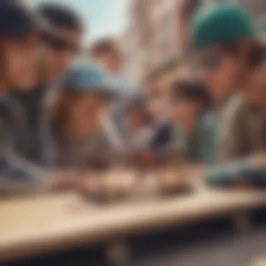 Skaters Discuss Eyewear in Skate Culture A group of skaters gathered, discussing the importance of eyewear in skate culture.