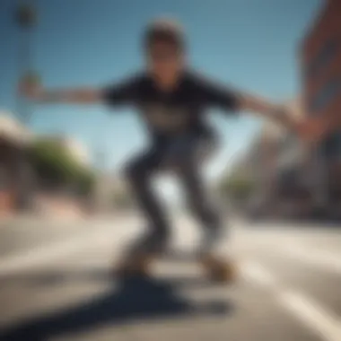 Skateboarder in Action with Blenders Eyewear A skateboarder wearing Blenders Eyewear Z87 sunglasses while performing a trick.