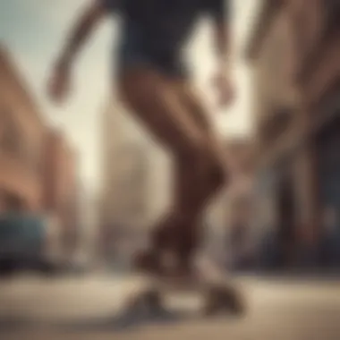 A skateboarder wearing brown patch jeans performing a trick