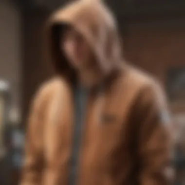 Various styling options for the brown zip up hoodie showcased on different outfits