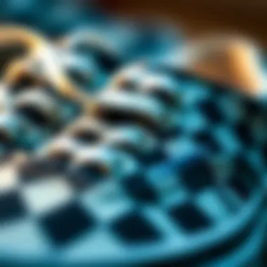 Lacing Detail of Checkered Vans Close-up of the lacing detail on checkered Vans