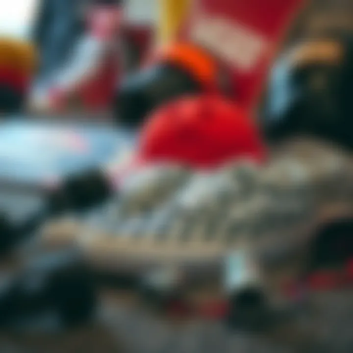 Checkered Vans with Skateboarding Gear Checkered Vans displayed with skateboarding gear