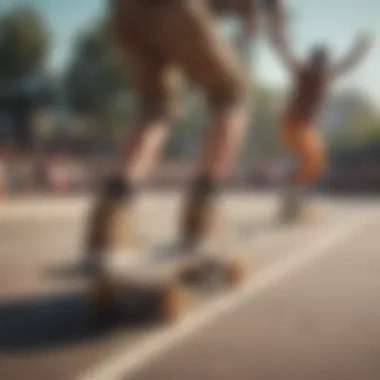 Group of skaters wearing Cheetah Vans during a competition