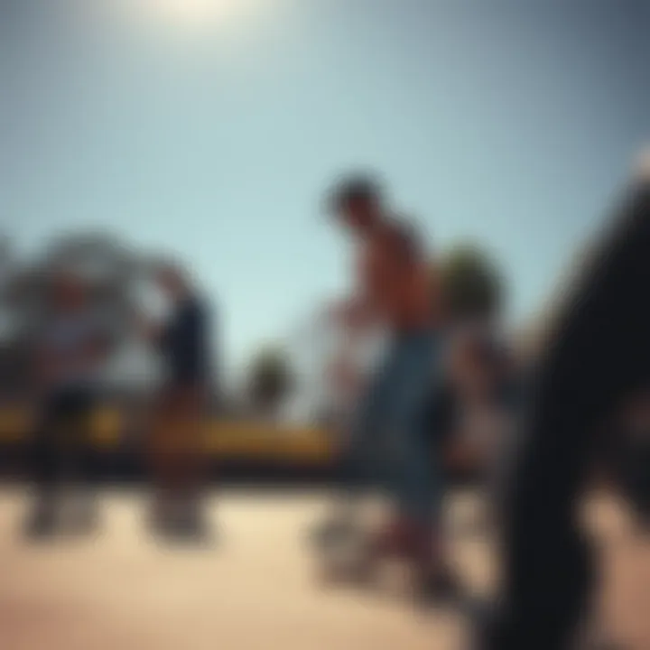 Thriving Skateboarding Community Diverse group of skateboarders enjoying a sunny day at the park