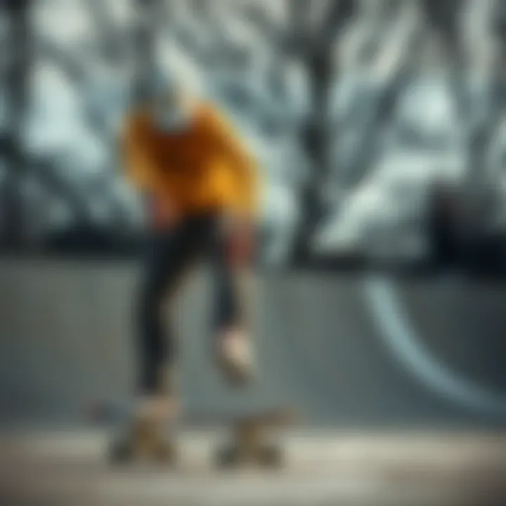 Performance of Club C 85 Chalk in Skateboarding Action shot of the Club C 85 Chalk in use at a skate park, highlighting performance.