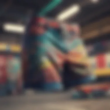 Display of emerging skate brands featuring colorful shorts