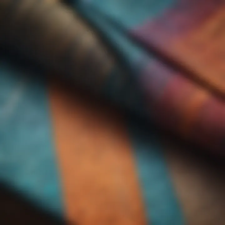 Close-up of different fabric patterns and textures of color shorts