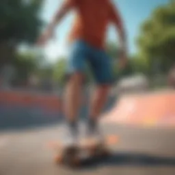 Vibrant color shorts showcased at a skate park