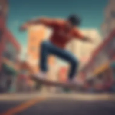 Skateboarder performing tricks wearing colorful block vans