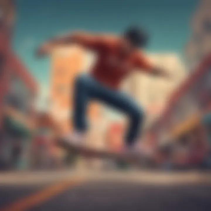 Skateboarder performing tricks wearing colorful block vans