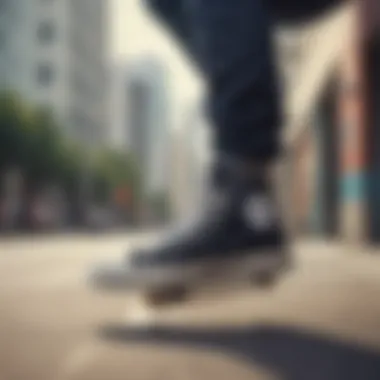 Skateboarder wearing Converse All Star High Tops in action