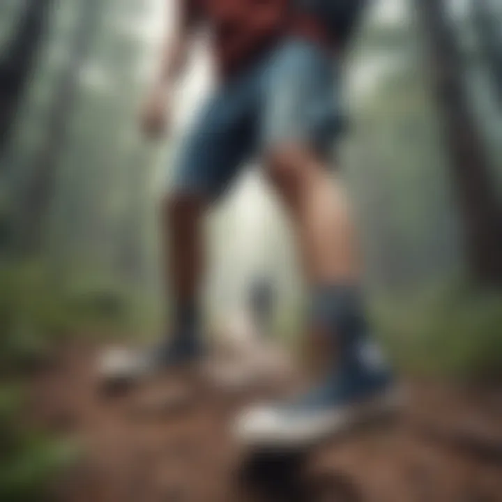 Group of hikers wearing Converse high tops on a trail