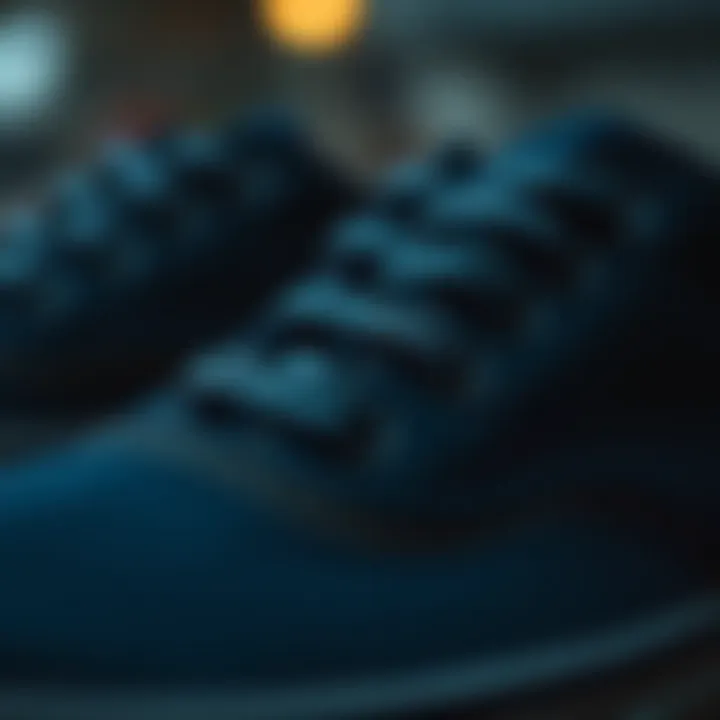 Detailed View of Dark Navy Blue Vans Close-up of the dark navy blue Vans texture and stitching