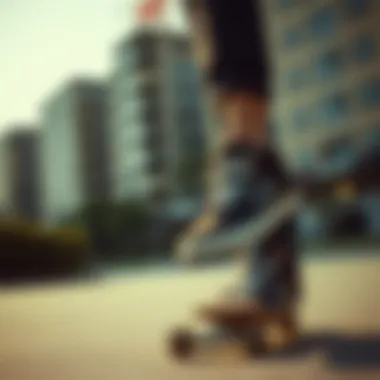 Skateboarder wearing DC Shoes in an urban setting