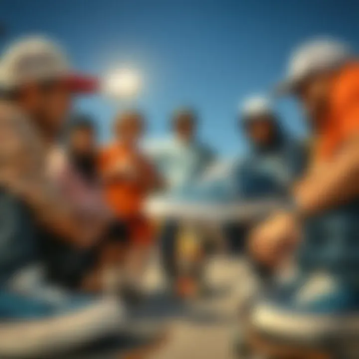 Skater Community and Denim Blue Vans A group of skaters discussing their favorite denim blue Vans, reflecting community culture