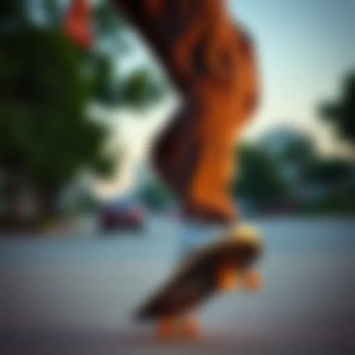 Skateboarder performing a trick while wearing Dickies 67 Double Knee pants