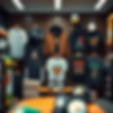 Stylish skate clothing displayed in an artistic arrangement