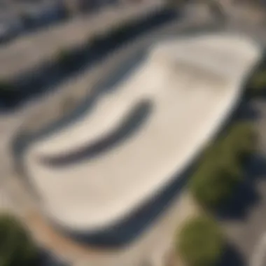 Aerial view of Encinitas YMCA Skate Park showcasing various ramps and features