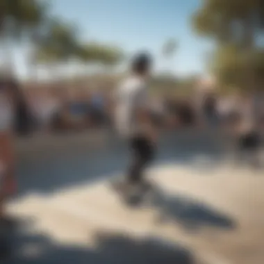 Community event at Encinitas YMCA Skate Park with skaters of all ages