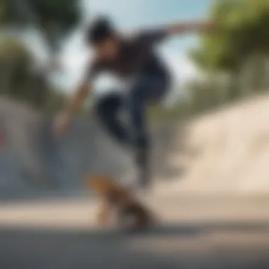 Skateboarder performing tricks at a skate park