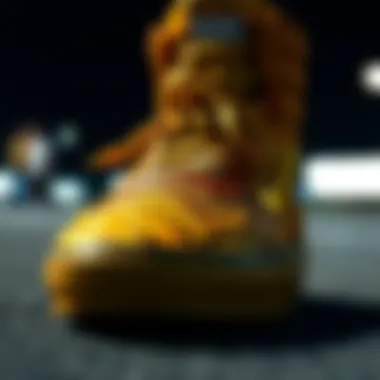 Intricate Design of Gold High Top Vans Close-up view showcasing the intricate design of gold high top Vans