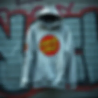 Grey Santa Cruz hoodie displayed against a graffiti wall