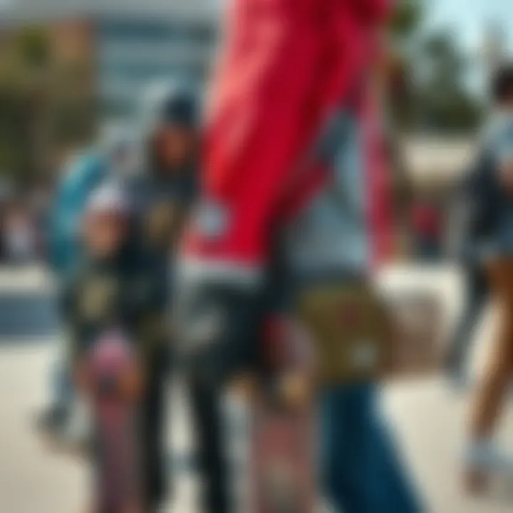 Skate Culture and Style Group of skaters with various Herschel crossbody bags