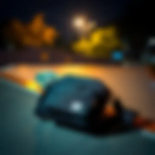 Herschel crossbody bag showcased on a skateboarding ramp