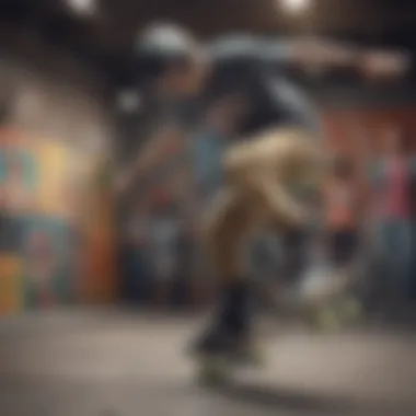 Artistic Fusion of Skate Culture and Fashion An artistic representation of skate culture, combining elements of fashion and skating