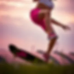 Dynamic pose showcasing hot pink Nike biker shorts in action