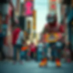 Urban streetwear aesthetic showcasing vibrant graphics