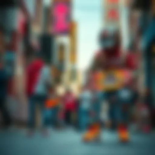 Urban streetwear aesthetic showcasing vibrant graphics