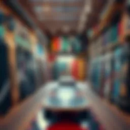 A vibrant local longboard shop showcasing diverse boards and accessories