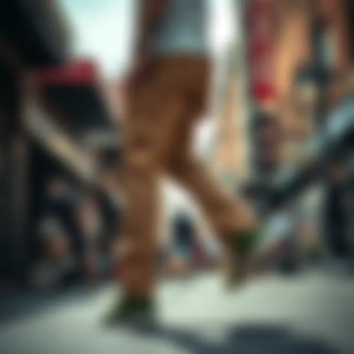 Lurking Class Pants in the Urban Skating Scene A vibrant street scene highlighting Lurking Class Pants in urban culture