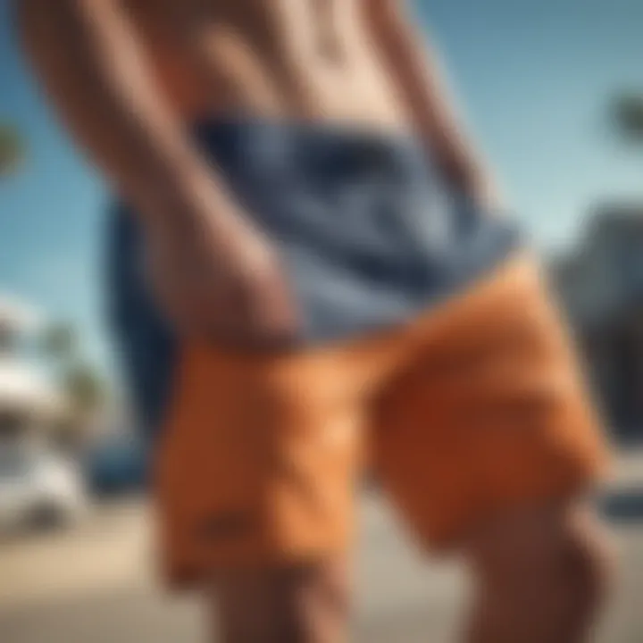 Close-up of durable material used in board shorts