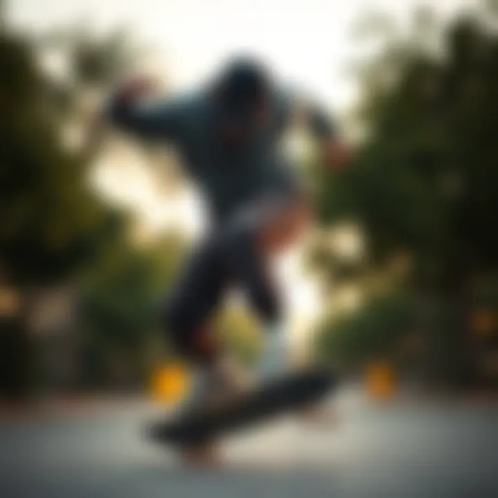 Skater showcasing agility in Nike cuffed sweatpants