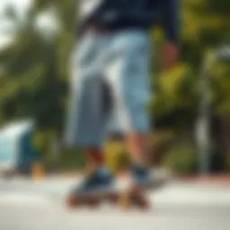 Stylish Nike grey sweatshorts displayed on a skateboard