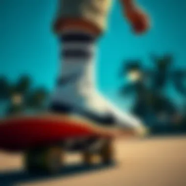 Nike No See Socks in Action Nike no see socks showcased in a skateboarding setting