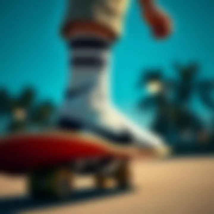 Nike No See Socks in Action Nike no see socks showcased in a skateboarding setting