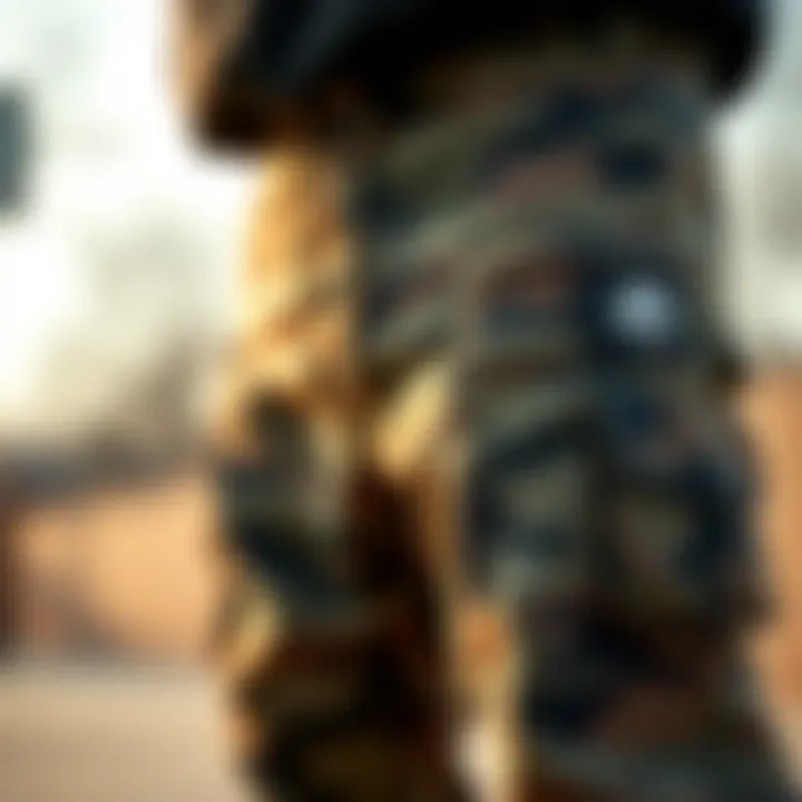 Detailed view of Nike SB Camo Cargo Pants showcasing pocket designs