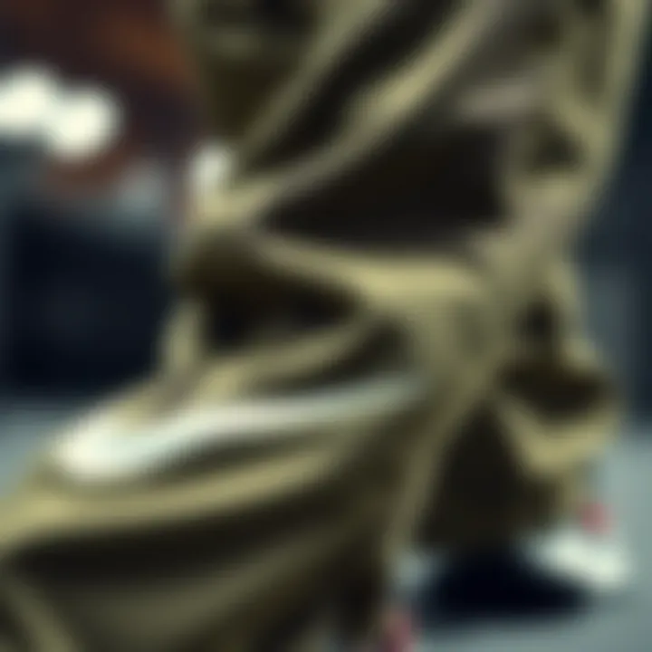 Close-up of the texture and fabric technology of Nike SB cargo pants