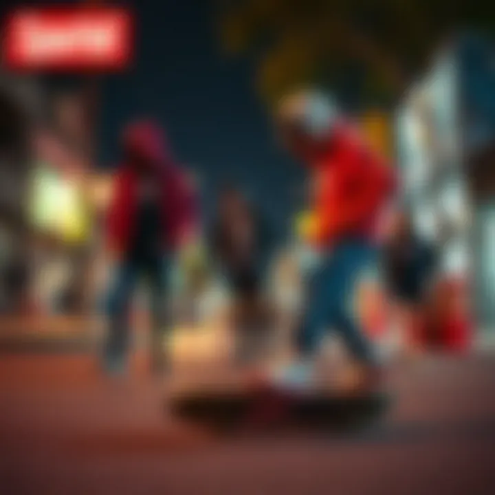 A vibrant street scene highlighting Nike's influence on urban culture