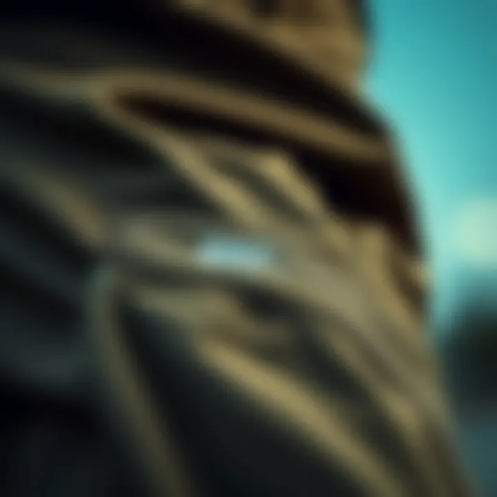 Close-up of Nike utility pants highlighting their material and stitching