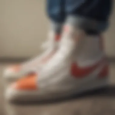 Close-up of the unique features of Nike Vintage Blazer shoes