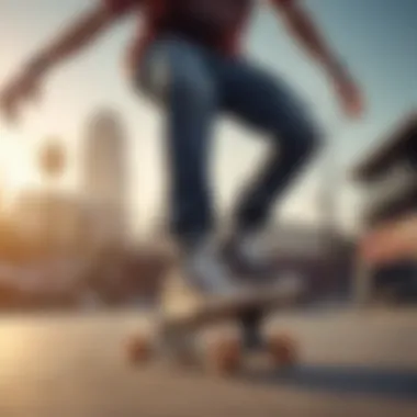 Skateboarder performing a trick while wearing old skool platform shoes.