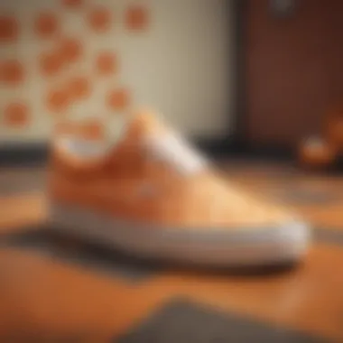 Detailed shot of the orange checkerboard pattern on Vans.