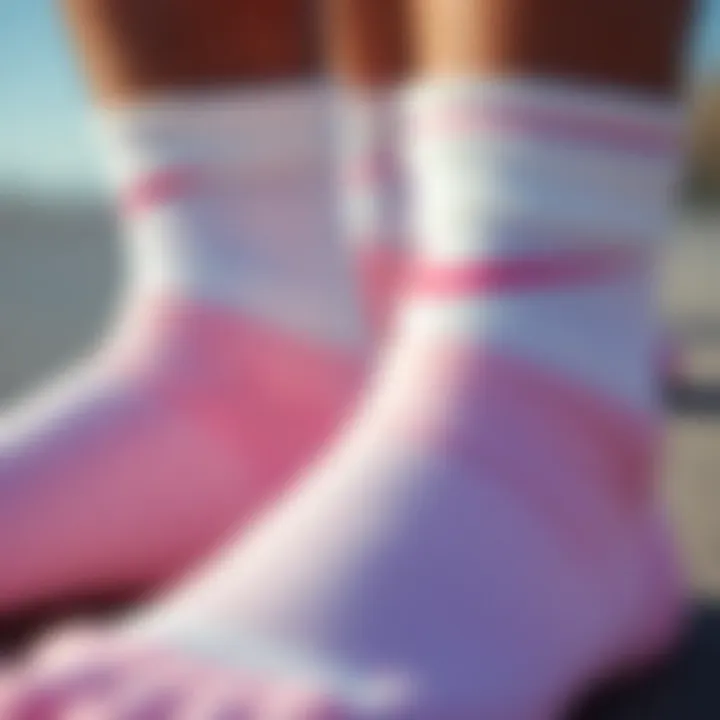 Detailed View of Pastel Nike Crew Socks Close-up of pastel Nike crew socks highlighting their design and texture