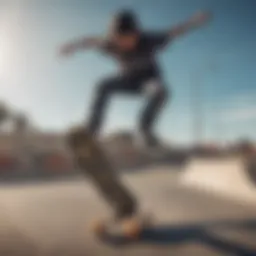 A skateboarder performing a trick at a skate park