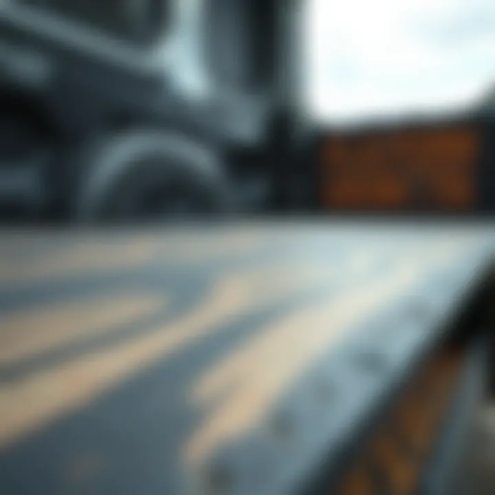 Close-up of platform van materials and texture