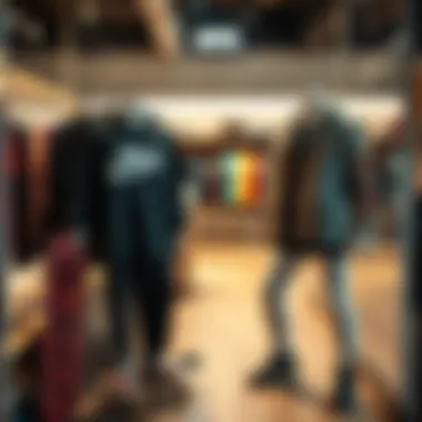 Trendy plus size skater clothing displayed in a boutique setting